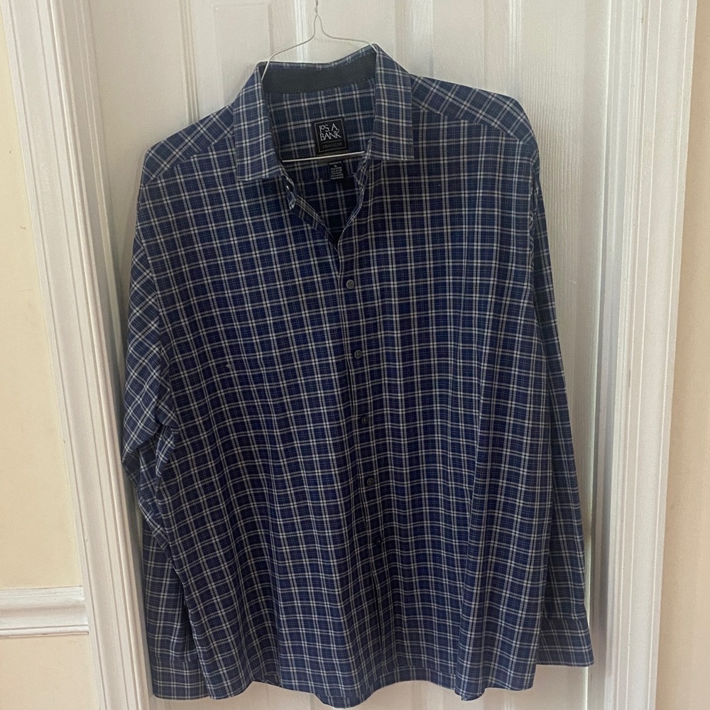 Jos. A. Bank Navy and White Checkered Shirt
